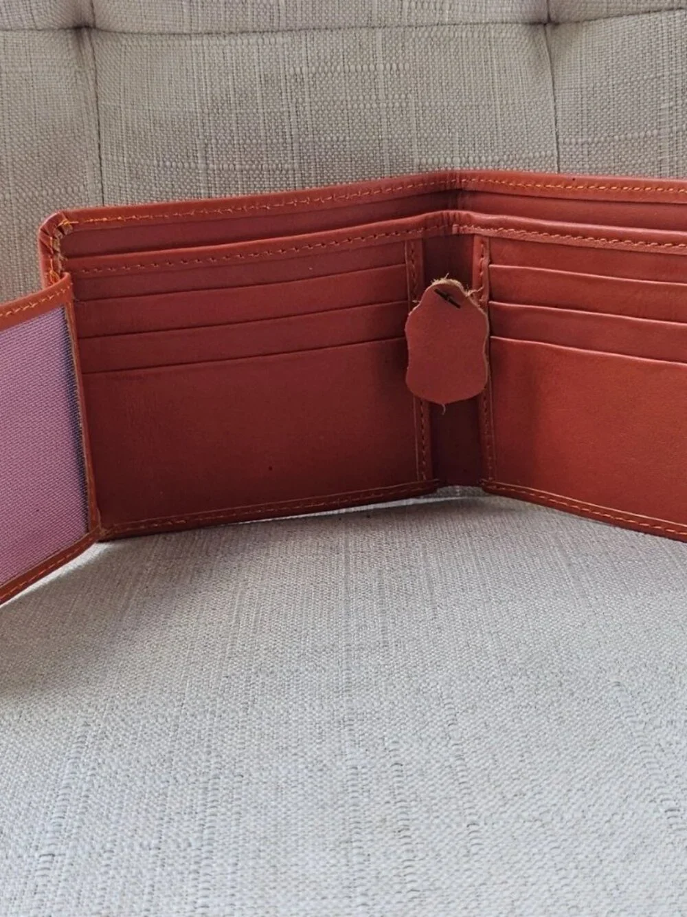 Orange Wallet Handmade Billfold Genuine Leather Billfold Card Holder Purse New